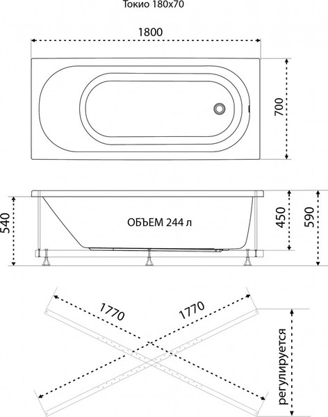 Ванна акриловая Triton Токио 180