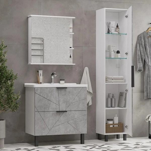 Шкаф-пенал для ванной Mixline Гранд-40 555359 (бетон)