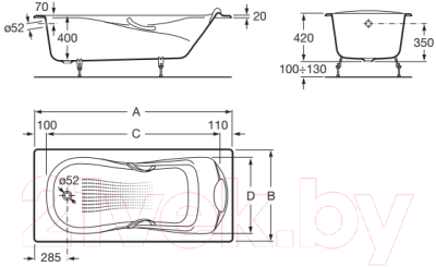 Ванна чугунная Roca Haiti 150x80 / 2332G000R