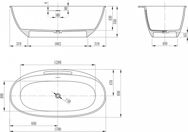 Ванна из искусственного камня Abber Stein AS9631