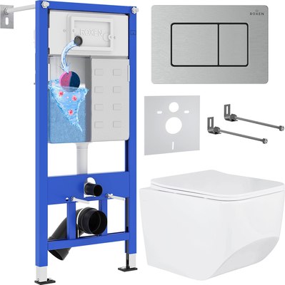 Унитаз подвесной с инсталляцией Roxen StounFix Dual Fresh 968433 - фото