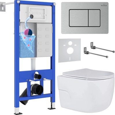 Унитаз подвесной с инсталляцией Roxen StounFix Dual Fresh 968445 - фото