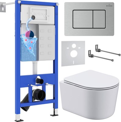 Унитаз подвесной с инсталляцией Roxen StounFix Dual Fresh 968486 - фото