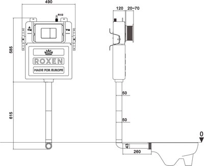 Унитаз приставной с инсталляцией Roxen Attach 968412
