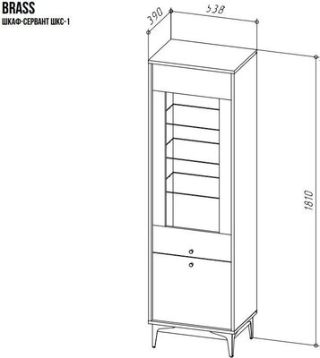 Шкаф-пенал с витриной НК Мебель Brass ШКС-1
