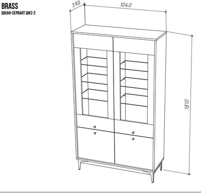 Шкаф с витриной НК Мебель Brass ШКС-2