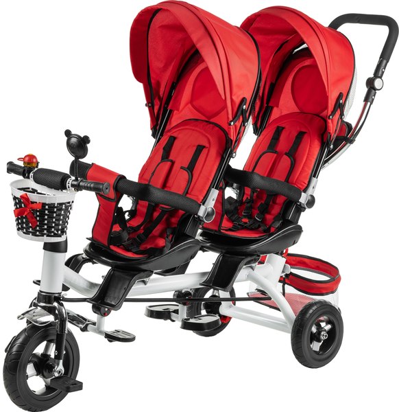 Трехколесный велосипед с ручкой NINO Двухместный - фото