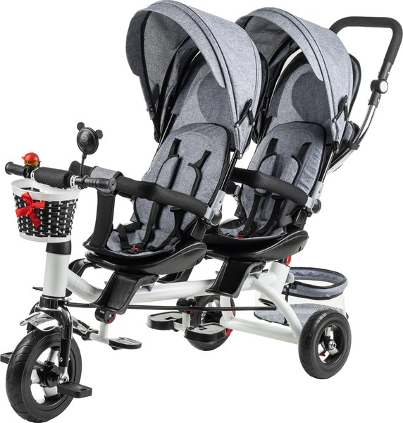 Трехколесный велосипед с ручкой NINO Двухместный - фото