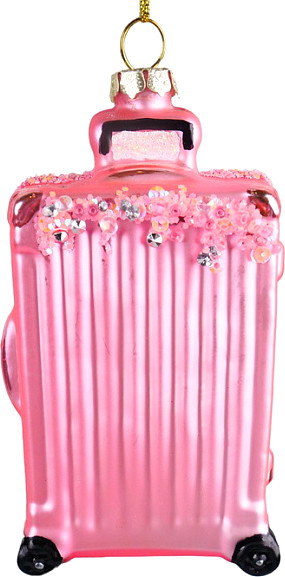 Елочная игрушка Kurt S. Adler Christmas 2024. Розовый чемодан / T3701 - фото