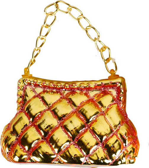 Елочная игрушка Kurt S. Adler Christmas 2024. Золотая сумочка / ZCI24350_1 - фото