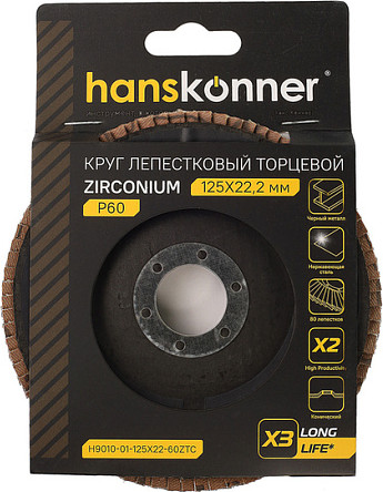 Шлифовальный круг Hanskonner H9010-01-125x22-60ZTC