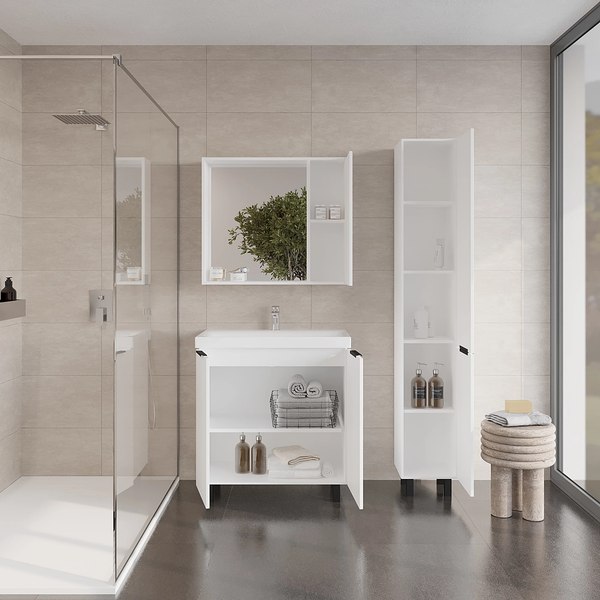 Шкаф-пенал для ванной Viant Берлин / VBER300BEL-PEN