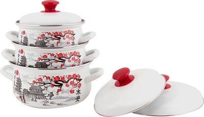 Набор кастрюль КМЗ Ветка сакуры 1