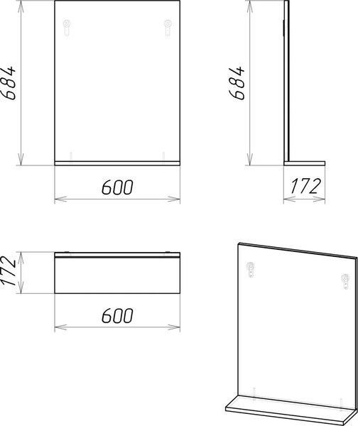 Комплект мебели для ванной Grossman Эко-60 / 106051-2