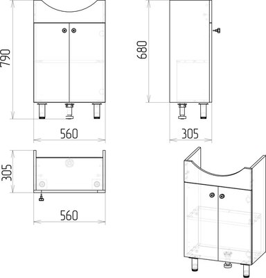 Комплект мебели для ванной Grossman Эко-60 / 106052-2