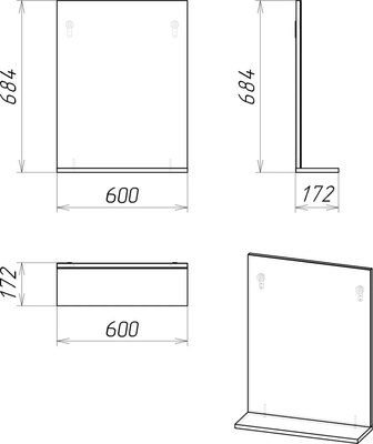 Комплект мебели для ванной Grossman Эко-60 / 106052-2