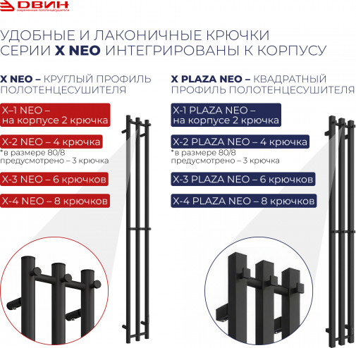 Полотенцесушитель электрический Двин X-2 plaza neo 180/8