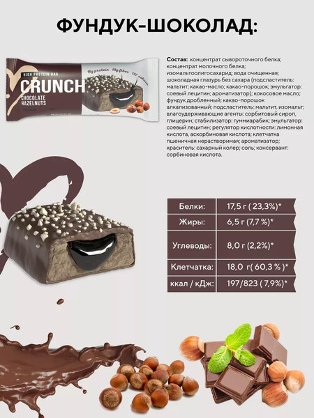 Набор протеиновых батончиков BootyBar Crunch Фундук в шоколаде