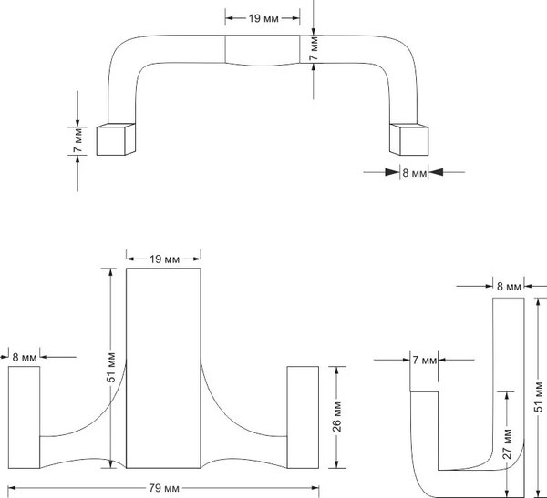 Крючок для одежды Trodos ZY-146B 2-рожковый сплав ЦАМ