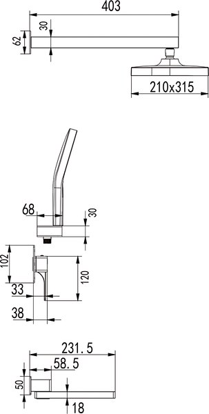 Душевая система со смесителем Rose R1035
