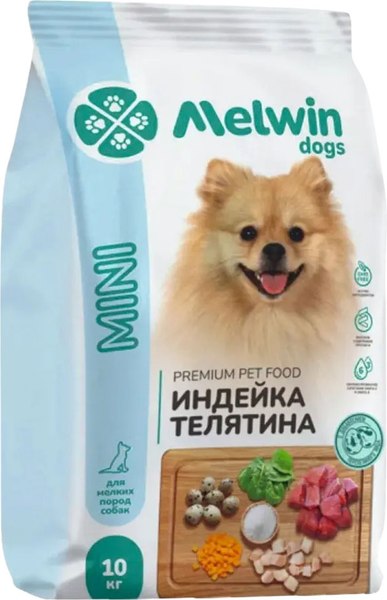 Сухой корм для собак Melwin Для мелких пород с индейкой и телятиной - фото