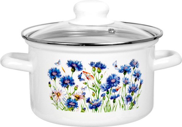 Кастрюля Лысьвенские эмали Васильки С-1610САП2/4ЭК - фото