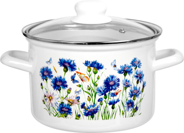 Кастрюля Лысьвенские эмали Васильки С-1612САП2/4ЭК - фото