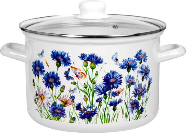 Кастрюля Лысьвенские эмали Васильки С-1618САП2/4ЭК - фото