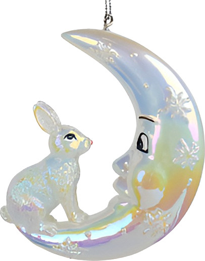 Елочная игрушка Kurt S. Adler Christmas 2024. Месяц и кролик / ZCIE24011_2 - фото