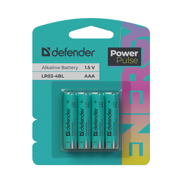 Комплект батареек Defender PowerPulse LR03-4BL ААА / 56023