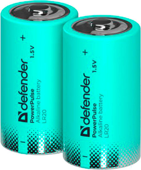 Комплект батареек Defender PowerPulse LR20-2BL D / 56220 - фото
