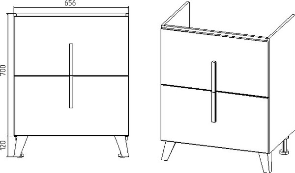 Тумба под умывальник Viant Мюнхен Como 70 / VMUN70COBEL-T2Y