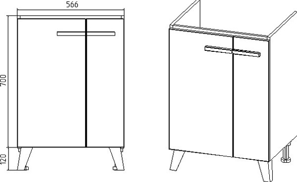 Тумба под умывальник Viant Мюнхен Como 60 / VMUN60COBEL-T2ST