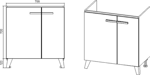 Тумба под умывальник Viant Мюнхен Como 80 / VMUN80COBEL-T2ST