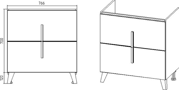 Тумба под умывальник Viant Мюнхен Como 80 / VMUN80COBEL-T2Y