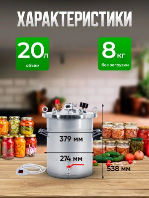 Автоклав для консервирования Helicon Крестьянка ТЭН (20л)