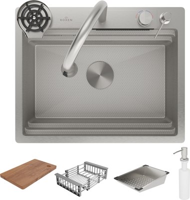 Мойка кухонная со смесителем Roxen Stage Plus 560250-60-S - фото