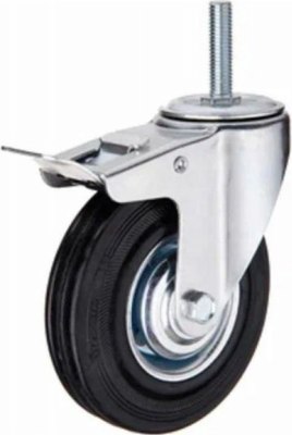 Колесо для тележки складской TOR SCtB 42 100мм резина с болтом и тормозом (N) / 1047926 - фото