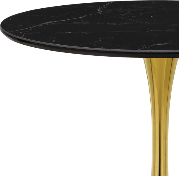 Обеденный стол Notta Тулип 73x90 (черный мрамор/золотой)