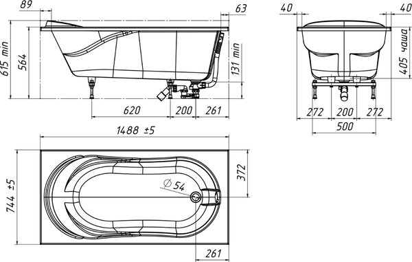 Ванна из искусственного мрамора Belux Элит ВЭ-1500