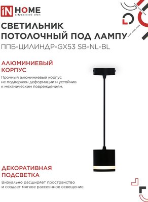 Потолочный светильник INhome ППБ-Цилиндр-GX53 SB-NL-BL / 4690612056654