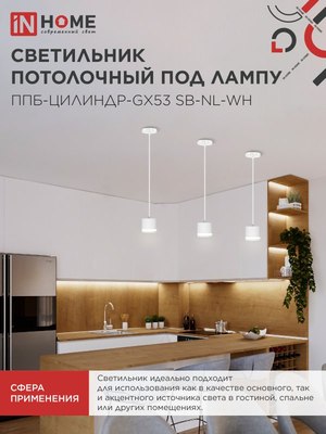 Потолочный светильник INhome ППБ-Цилиндр-GX53 SB-NL-WH / 4690612056647