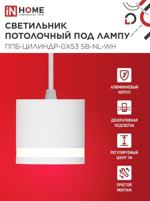 Потолочный светильник INhome ППБ-Цилиндр-GX53 SB-NL-WH / 4690612056647
