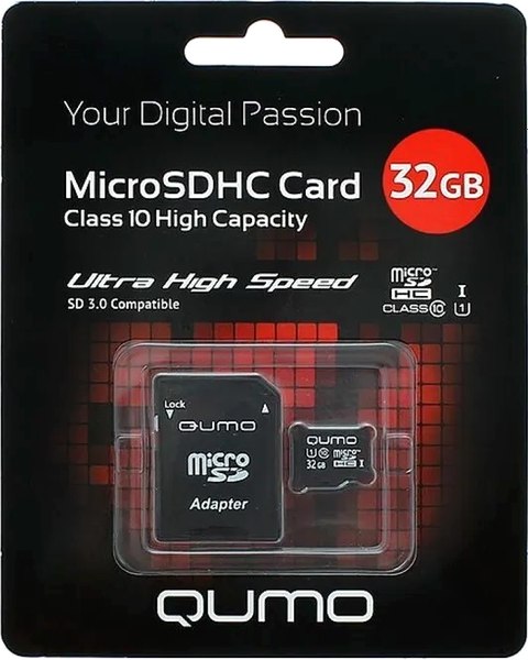 Карта памяти Qumo MicroSDHC 32GB Сlass 10 UHS-I / Q18742 - фото