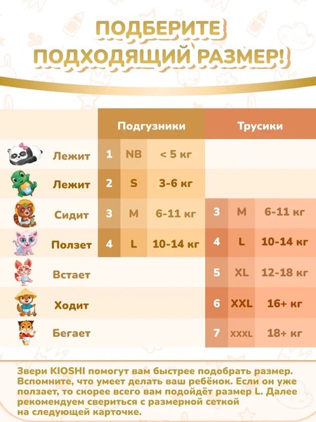 Подгузники-трусики детские KIOSHI Premium Ультратонкие L 10-14кг