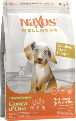 Сухой корм для собак Adragna Naxos Wellness Medium Maxi Puppy утка, курица и индейка - фото