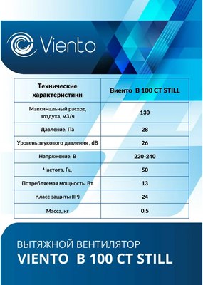 Вентилятор накладной Viento Still В100СТ