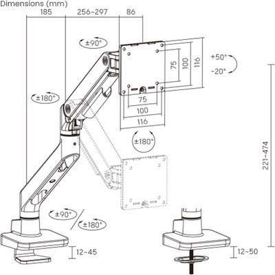 Кронштейн для монитора Ergosmart Heavy-Duty Lux
