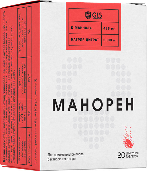 Комплексная пищевая добавка GLS Pharmaceuticals Манорен №20 - фото