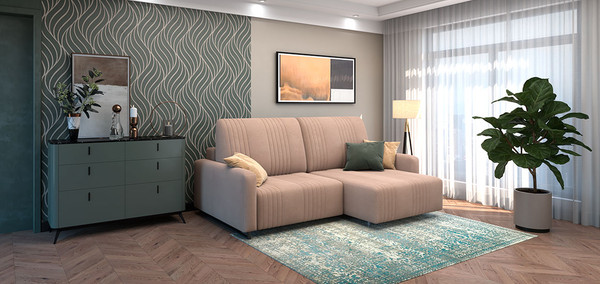 Диван угловой Rivalli Уолтер УП 1000 + оттоманка